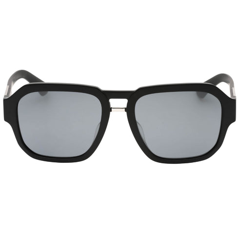 Dolce & Gabbana Silver Grey Lens Matte Black Sunglasses One Size