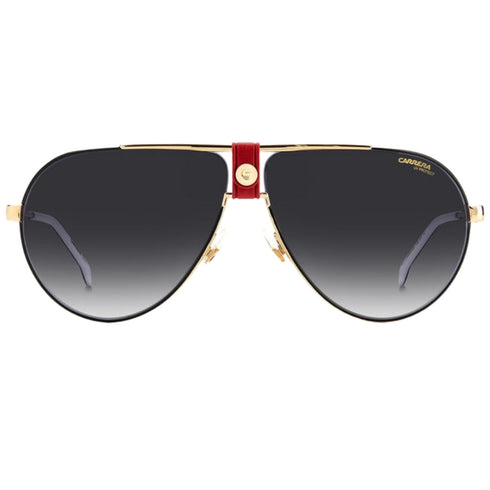 Carrera Dark Grey Gradient Lens Gold Red Sunglasses One Size