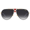 Carrera Dark Grey Gradient Lens Gold Red Sunglasses One Size