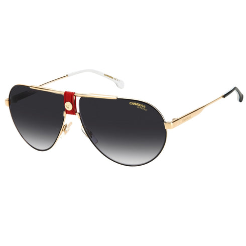Carrera Dark Grey Gradient Lens Gold Red Sunglasses One Size