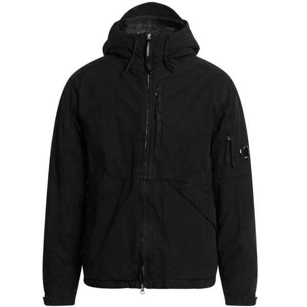C P Company 50 Fili Rubber Hooded Black Jacket