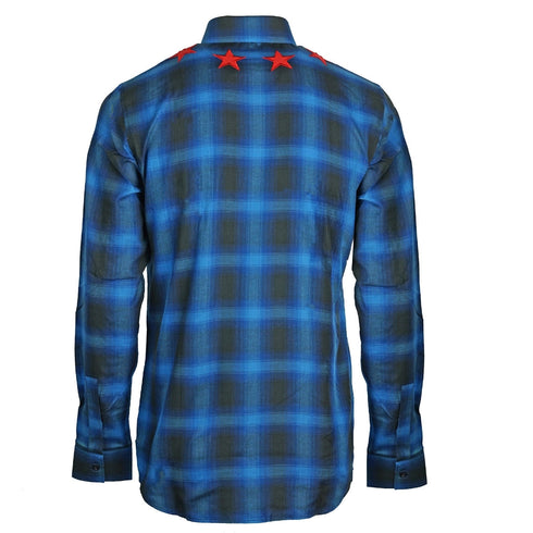 Givenchy Blue Check Star Detail Shirt 17F 6010 335 410 39