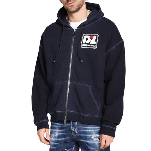 Dsquared2 S71Hg0121 S25463 Hercalina Fit 478 Blue Navy Zip Hoodie Mens - Style Centre Wholesale