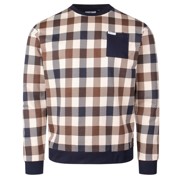 Aquascutum Active Macro Iconic Pocket Crewneck Navy Aa_Icon_Sw008_11 Mens - Style Centre Wholesale