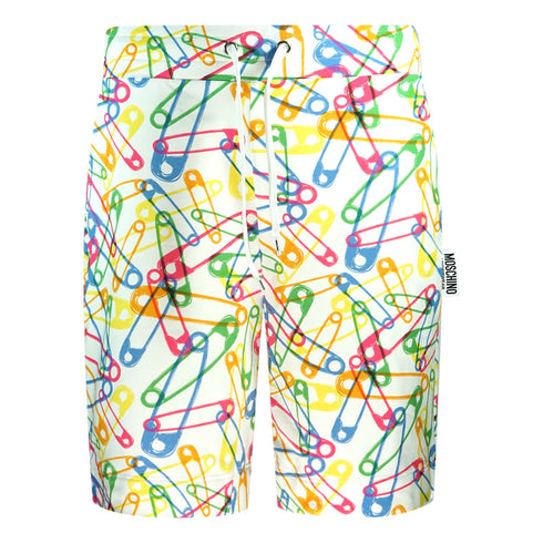 Moschino Multicolour Pin Design White Shorts 1A43258120 1001