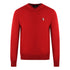 Aquascutum Check Logo Red V Neck Jumper