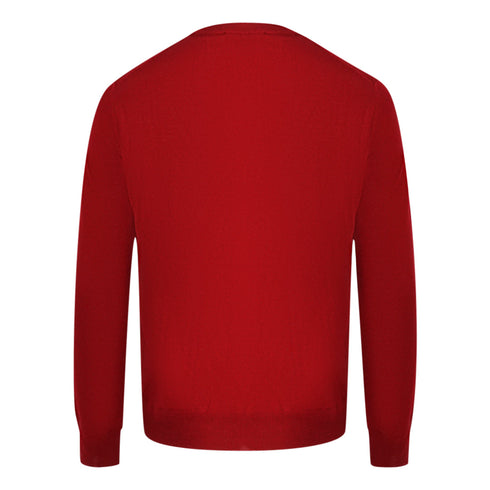 Aquascutum Check Logo Red V Neck Jumper