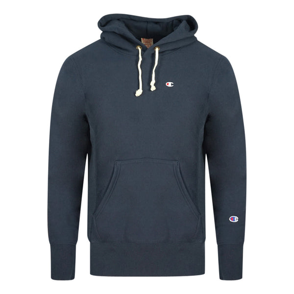 Champion Reverse Weave Small Classic Logo Navy Blue Hoodie 214675 BS501