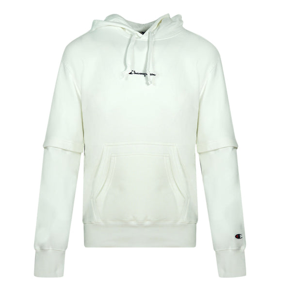 Champion Small Classic Script Logo White Hoodie