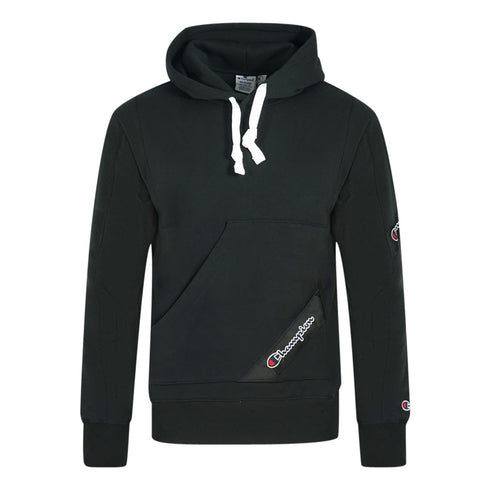 Champion Asymmetric Pocket Logo Black Hoodie 216549 KK001
