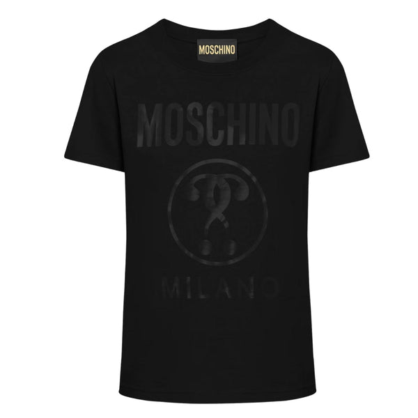 Moschino Double Question Mark Black Monogram Logo T-Shirt 221ZA07040239 1555 - Style Centre Wholesale