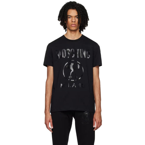 Moschino Double Question Mark Black Monogram Logo T-Shirt 221ZA07040239 1555 - Style Centre Wholesale