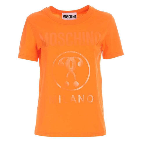 Moschino Double Question Mark Monotone Logo Orange T-Shirt 222EA07149541 0041