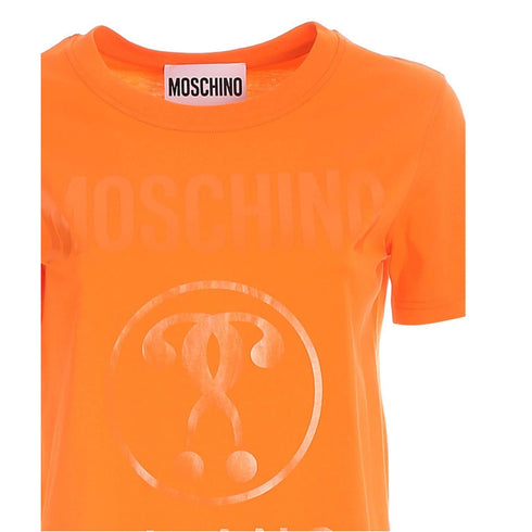 Moschino Double Question Mark Monotone Logo Orange T-Shirt 222EA07149541 0041