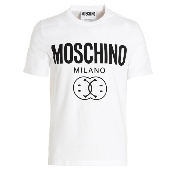 Moschino Double Smiley Logo White T-Shirt 222ZRJ07119039 Slim Fit