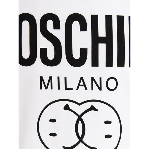Moschino Double Smiley Logo White T-Shirt 222ZRJ07119039 Slim Fit