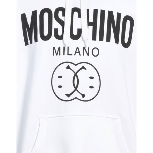 Moschino Milano Double Smiley White Hoodie 222ZRJ17109028 1001 - Style Centre Wholesale