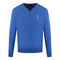 Aquascutum Check A Logo Blue V Neck Jumper