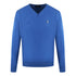 Aquascutum Check A Logo Blue V Neck Jumper
