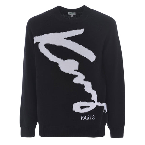Kenzo Black Knitted Sweater - Style Centre Wholesale