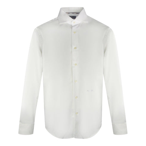Aquascutum Embroidered Logo Long Sleeve White Shirt