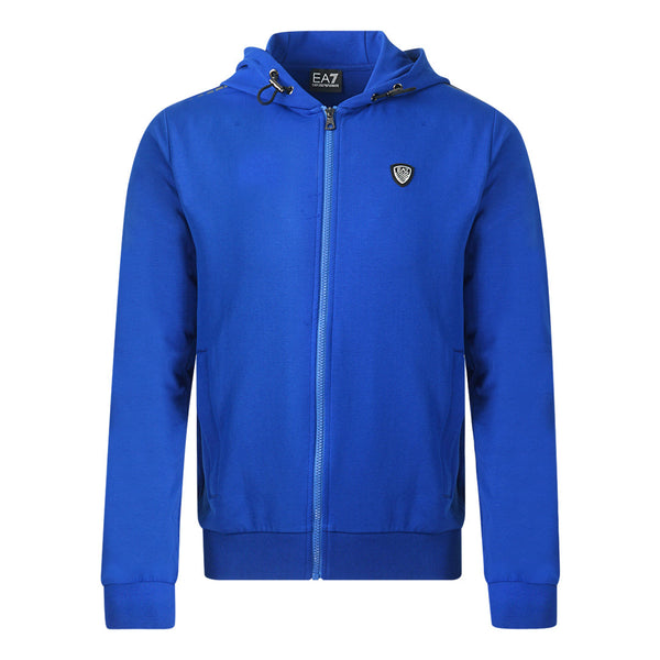 Ea7 Metal Chest Logo Blue Zip Up Hoodie 3HPM82 1570