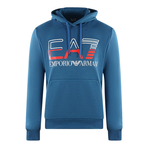 Ea7 Large Brand Logo Dark Blue Hoodie