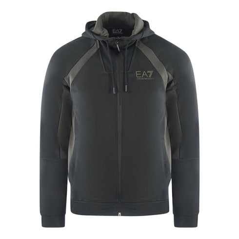 Ea7 Box Logo Black Zip Up Hoodie