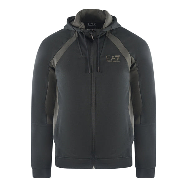 Ea7 Box Logo Black Zip Up Hoodie