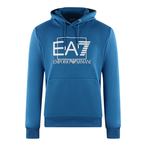 Ea7 Embossed Box Logo Dark Blue Hoodie