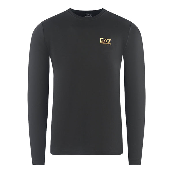Ea7 Large Back Logo Long Sleeved Black T Shirt