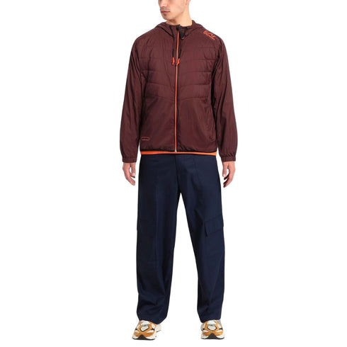 Ea7 Lightweight Hooded Bitter Chocolate Bomber Jacket - Style Centre Wholesale