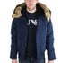Armani Jeans Navy Blue Fur Trimmed Hood Jacket