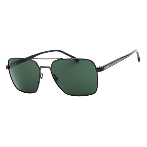 Hugo Boss Green Lens Matte Ruthenium Black Sunglasses One Size