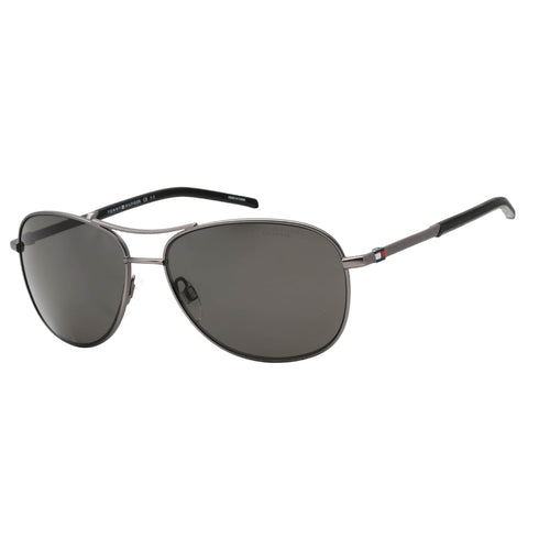 Tommy Hilfiger Grey PZ Lens Matte Dark Ruthenium Silver Sunglasses One Size