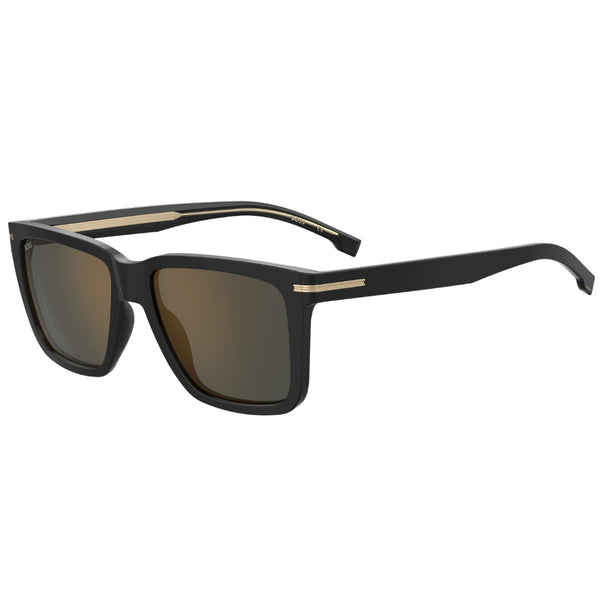 Hugo Boss Gold Detail Black Frame Grey Bronze Sunglasses BOSS 1598 02M2 JO