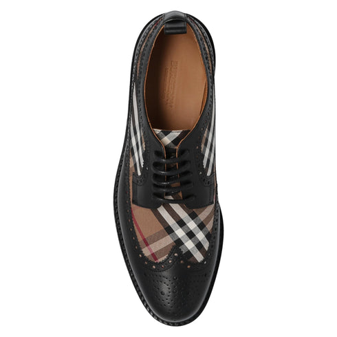 BURBERRY 8052759 Burberry Derby Check Brogue Shoes BLACK/BIRCH BROWN SHOES MALE UK 9