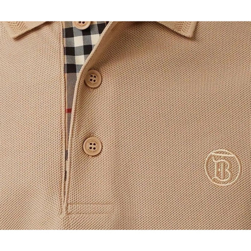 Burberry Branded Circle Logo Camel Beige Polo Shirt