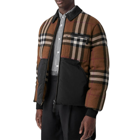 BURBERRY 8063517 Burberry Check Down Puffer Jacket DARK BIRCH BROWN PADDED COAT MALE XL