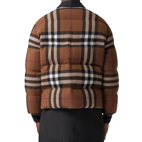 BURBERRY 8063517 Burberry Check Down Puffer Jacket DARK BIRCH BROWN PADDED COAT MALE XL