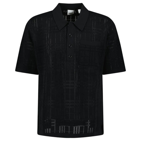 BURBERRY 8070313 Tristam Check Knitted Polo Black BLACK POLO SHIRT MALE XL