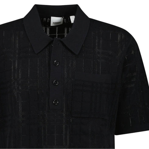 BURBERRY 8070313 Tristam Check Knitted Polo Black BLACK POLO SHIRT MALE XL