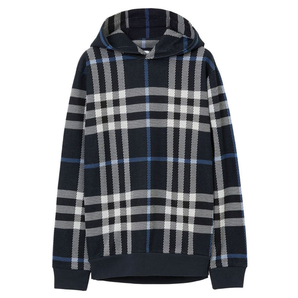 BURBERRY 8070669 Burberry Ferryton Check Hoodie WHITE/DC BLUE IP CHECK Hoodie MALE XS