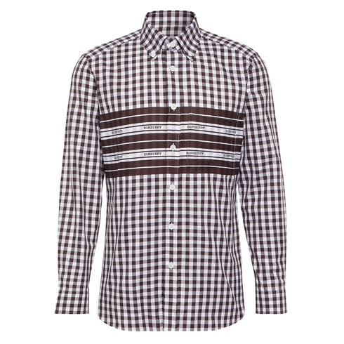 BURBERRY 8070867 Burberry Cotton Poplin Check Shirt DARK BURGANDY CASUAL SHIRT MALE S