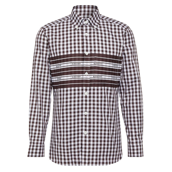 BURBERRY 8070867 Burberry Cotton Poplin Check Shirt DARK BURGANDY CASUAL SHIRT MALE S