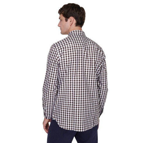 BURBERRY 8070867 Burberry Cotton Poplin Check Shirt DARK BURGANDY CASUAL SHIRT MALE S