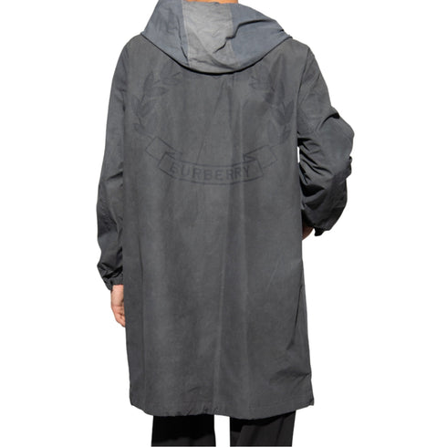 BURBERRY 8071566 Burberry Logo Printed Zipped Hooded Coat Grey JACKET MALE S