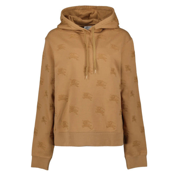 BURBERRY 8072091 Burberry Logo Embroidered Drawstring Hoodie CAMEL LEGACY (Beige) HOODED JUMPER MALE XS