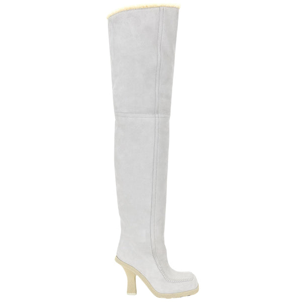 BURBERRY 8074716 Burberry Thigh High Roberta Boots FOAM/BUTTER (Light Grey) THIGH HIGH BOOTS WOMENS UK 3