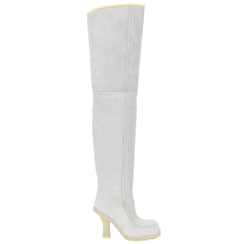 BURBERRY 8074716 Burberry Thigh High Roberta Boots FOAM/BUTTER (Light Grey) THIGH HIGH BOOTS WOMENS UK 3